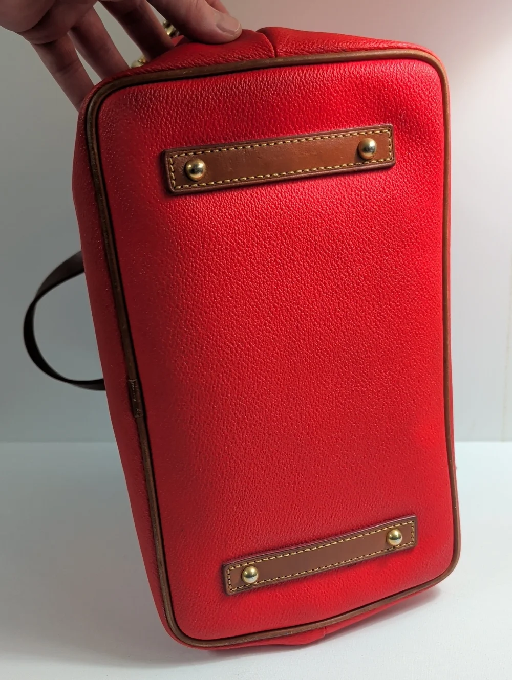 Dooney & Bourke Red Pebbled Leather Domed Satchel